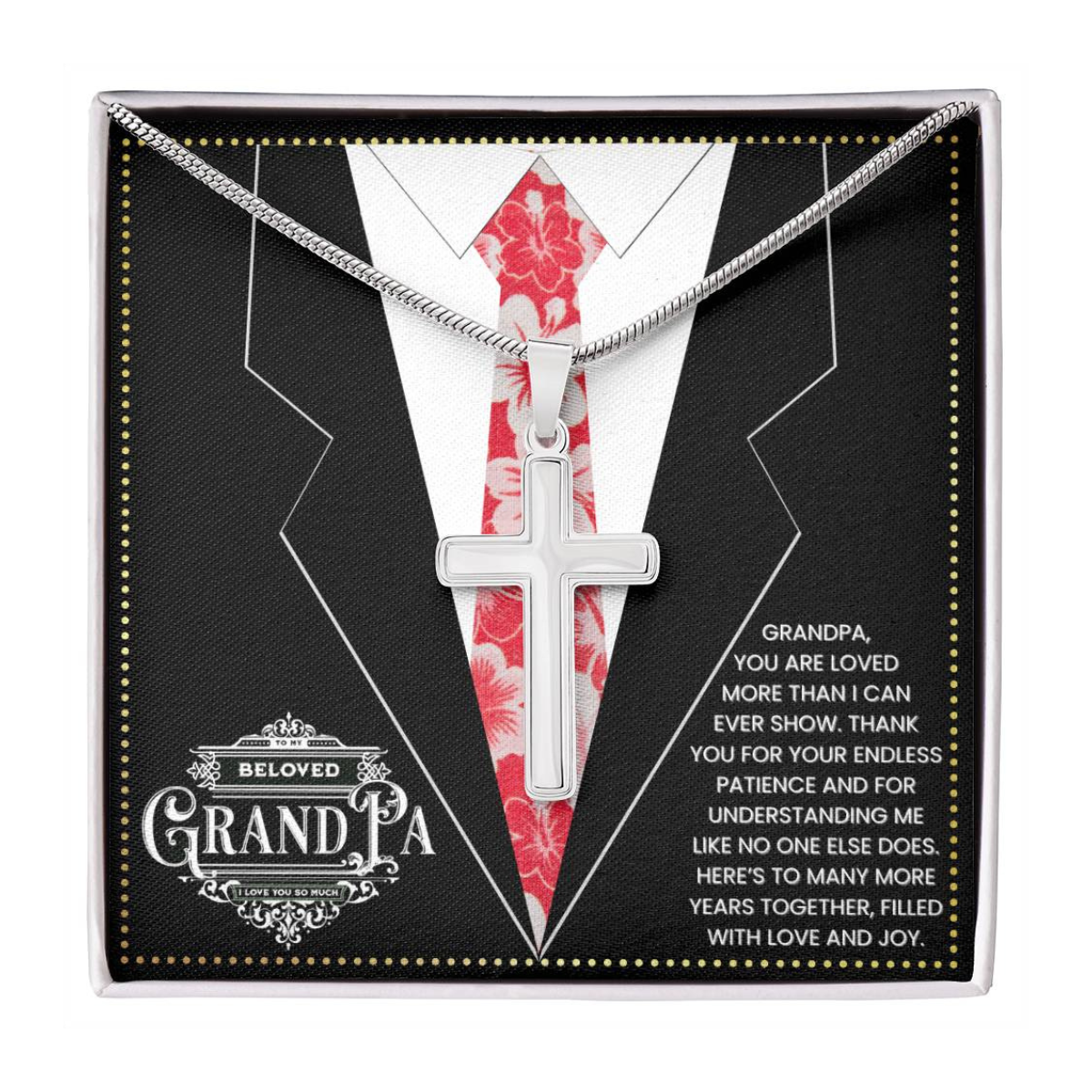 JGF Jewelry Gifts for Family Portuguese Grandpa Gifts Silver Chain Cross Necklace Men