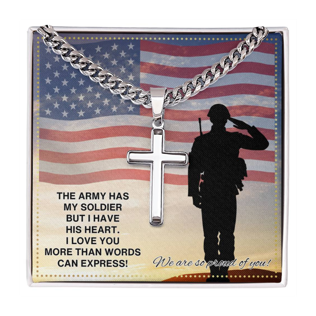 JGF Jewelry Gifts for Family Military Gifts For Men Army Deployed Cross Necklace