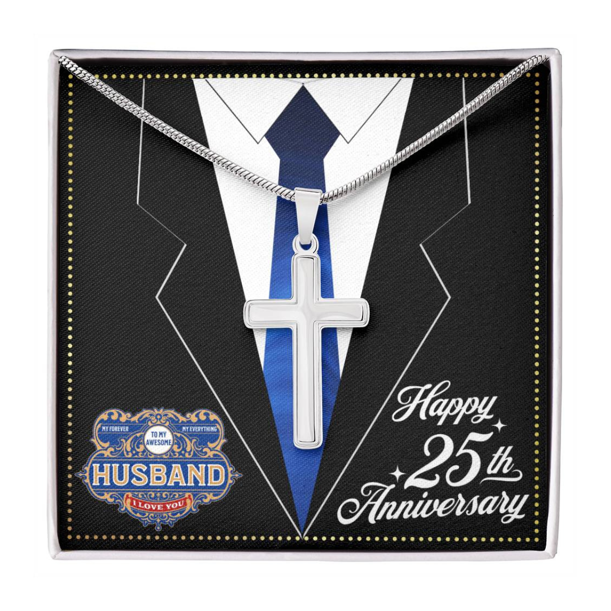 JGF Jewelry Gifts for Family 25 Year 25th Wedding Anniversary For Him Husband
