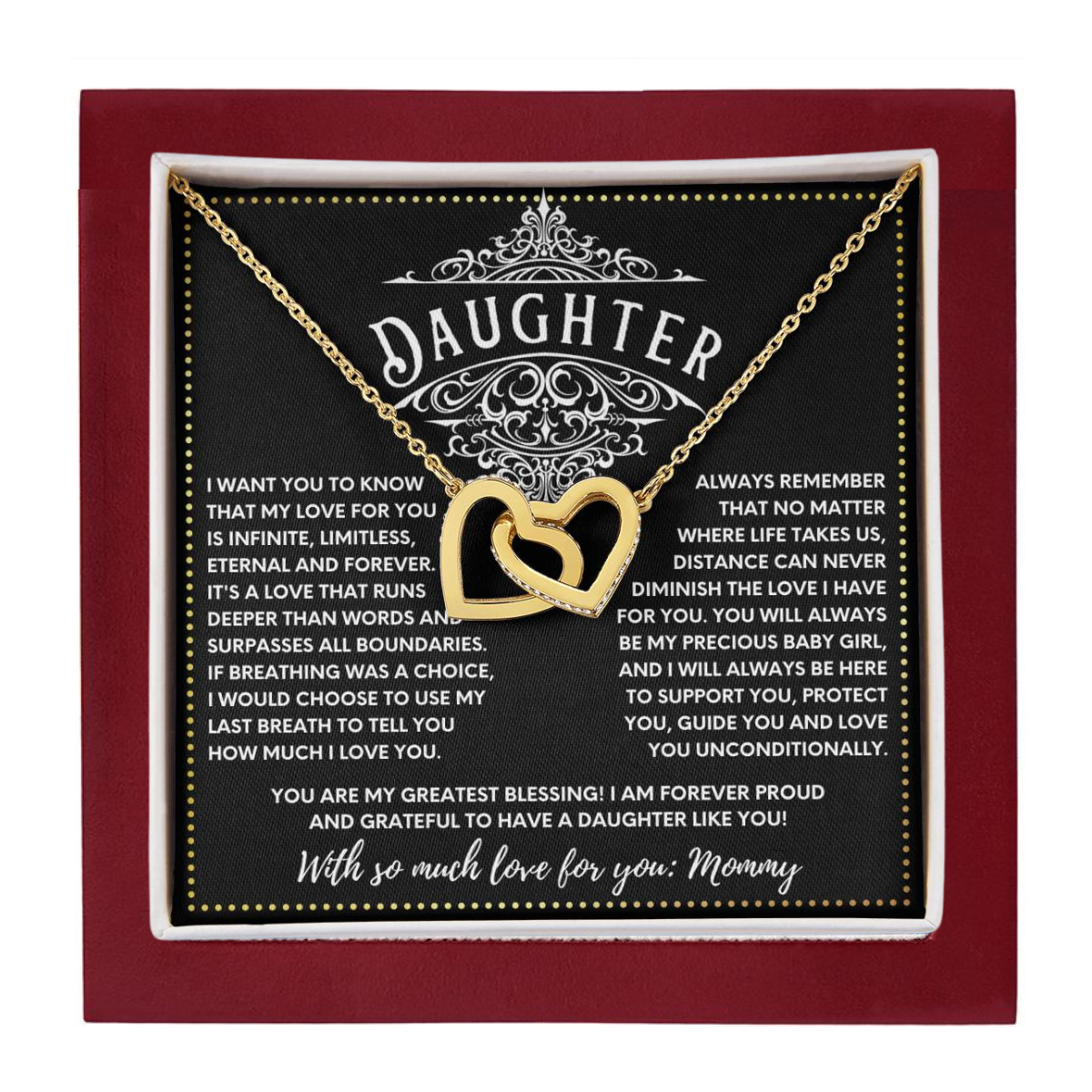 JGF Jewelry Gifts for Family 2 Two Hearts Connected Daughter Gifts From Mom On Wedding Day