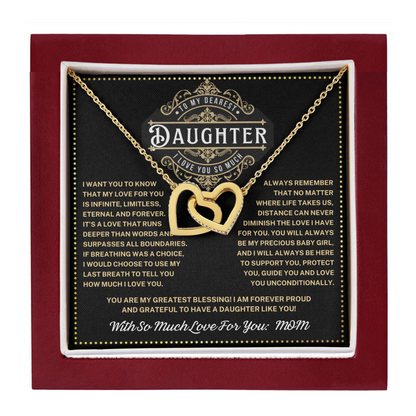 JGF Jewelry Gifts for Family Interlocking Heart Necklace To Our Daughter Gifts From Mom And Dad