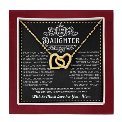 JGF Jewelry Gifts for Family Two Hearts Necklace To My Daughter Necklace From Mom Sterling Silver