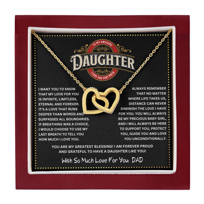 JGF Jewelry Gifts for Family Interlocking Hearts To My Daughter Necklace From Dad