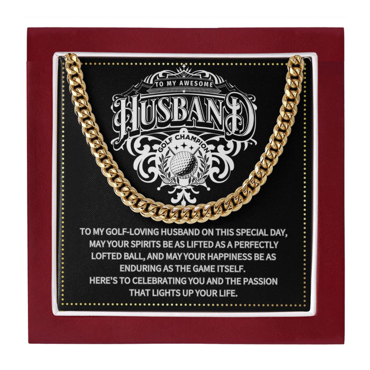 JGF Jewelry Gifts for Family Husband Golf Gift Ideas Cuban Chain Necklace