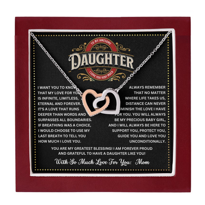 JGF Jewelry Gifts for Family Double Heart To My Daughter Necklace From Mom