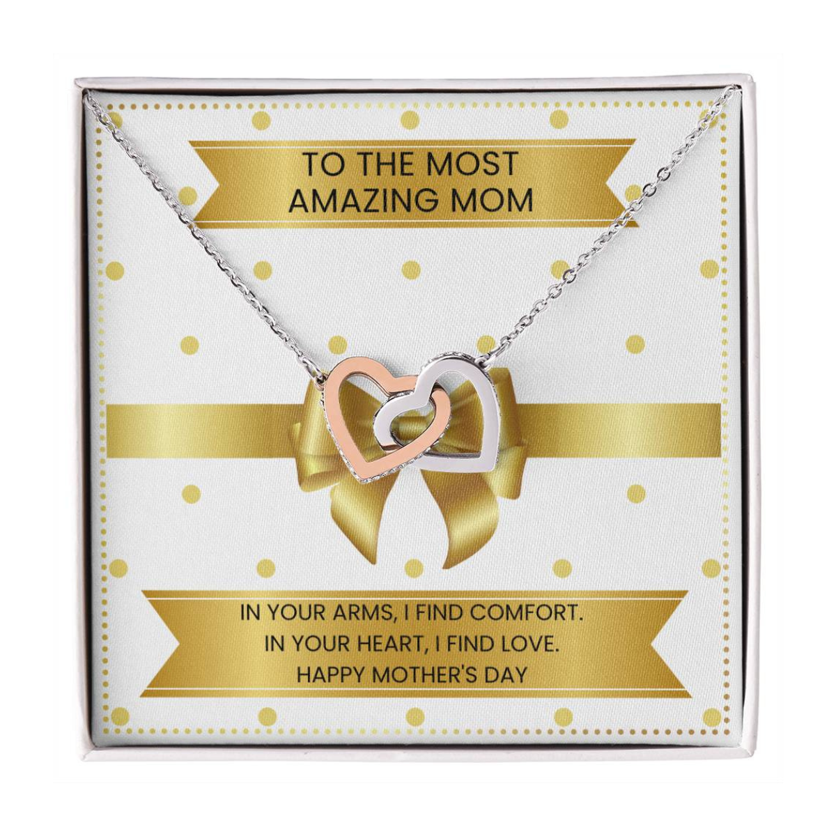 JGF Jewelry Gifts for Family Mom Heart Necklace From Daughter And Son Interlocking Heart Necklace