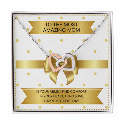 JGF Jewelry Gifts for Family Mom Heart Necklace From Daughter And Son Interlocking Heart Necklace