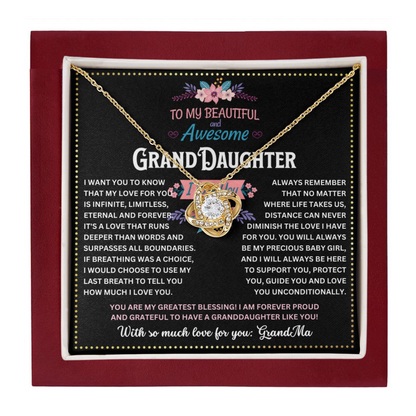 JGF Jewelry Gifts for Family Love Knot Necklaces For Granddaughter From Grandmother