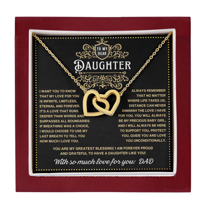 JGF Jewelry Gifts for Family Interlocking Heart Necklace For Daughter From Dad