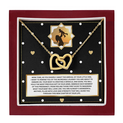 JGF Jewelry Gifts for Family Sterling Silver Interlocking Heart Necklace Mom To Be Card Mothers Day