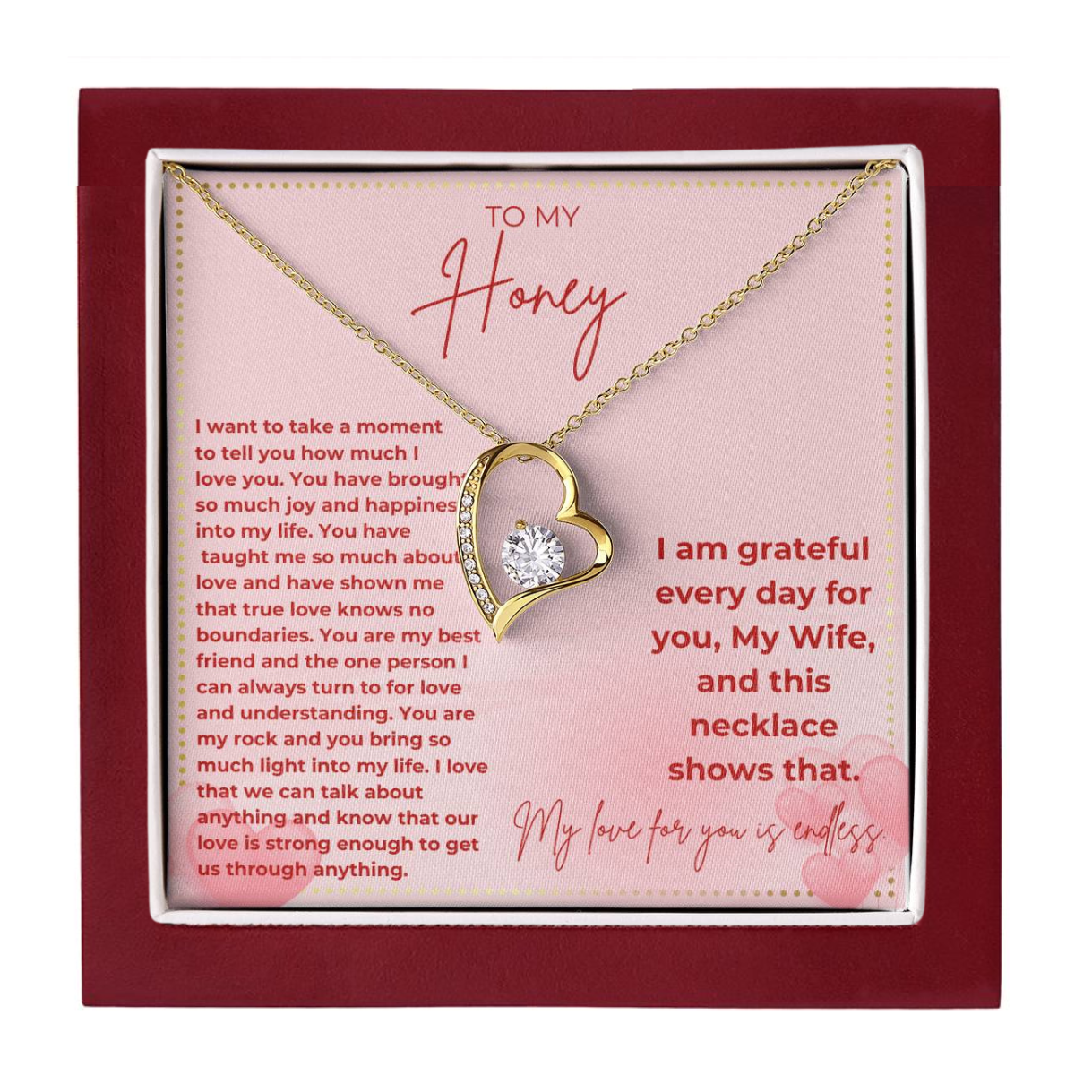 JGF Jewelry Gifts for Family Happy Valentine's Day To My Beautiful Wife Heart Necklace