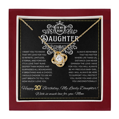 JGF Jewelry Gifts for Family Daughter 20th Birthday From Mom Love Knot Necklace