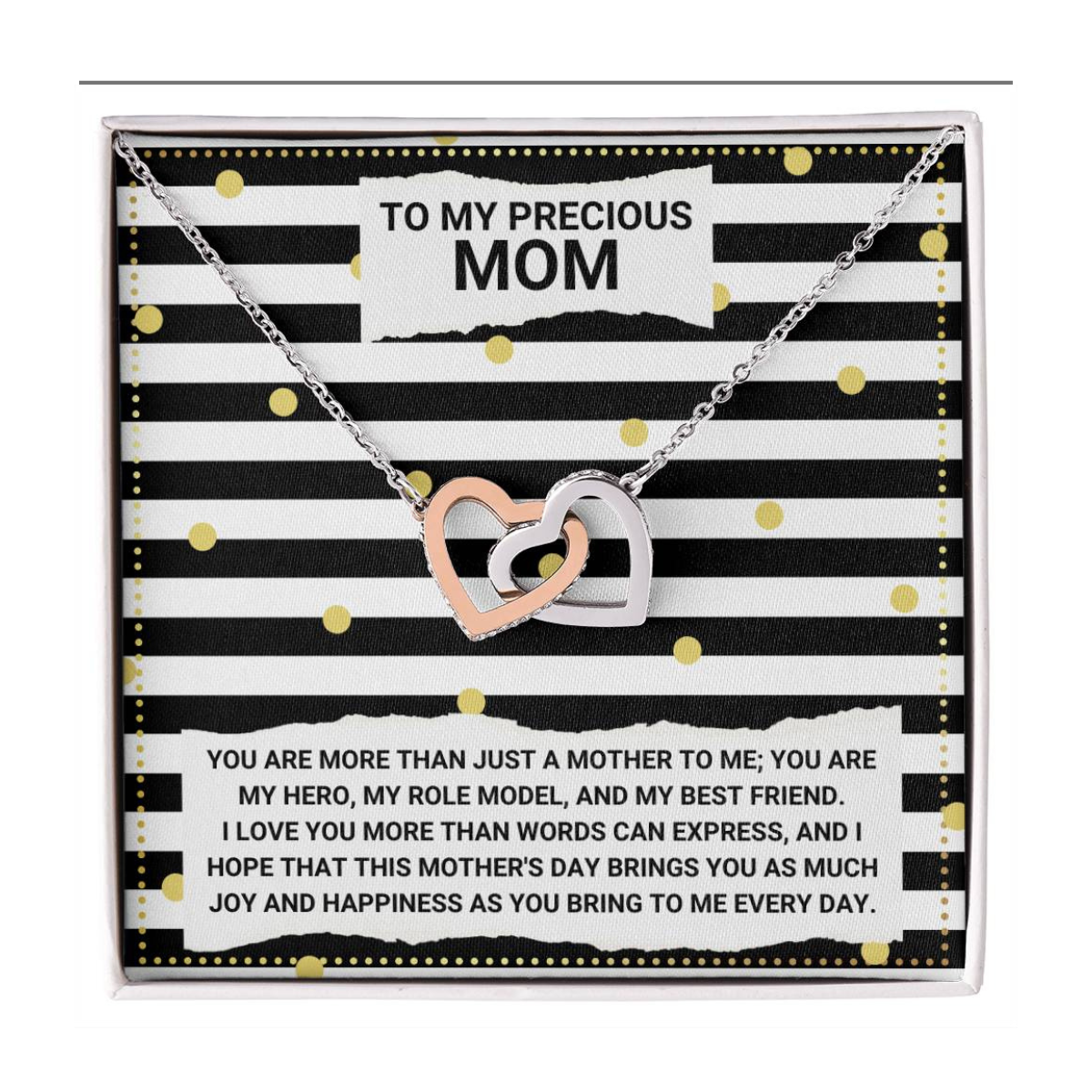 JGF Jewelry Gifts for Family Double Heart Pendant Necklace For Mom