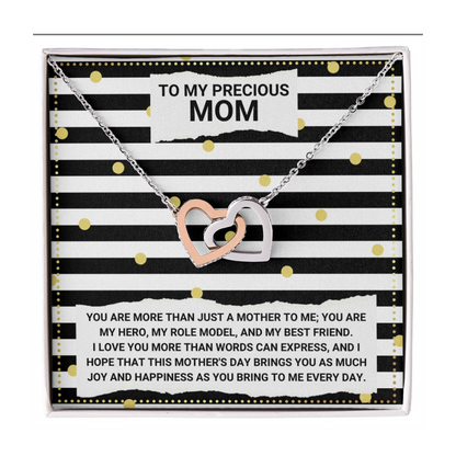 JGF Jewelry Gifts for Family Double Heart Pendant Necklace For Mom