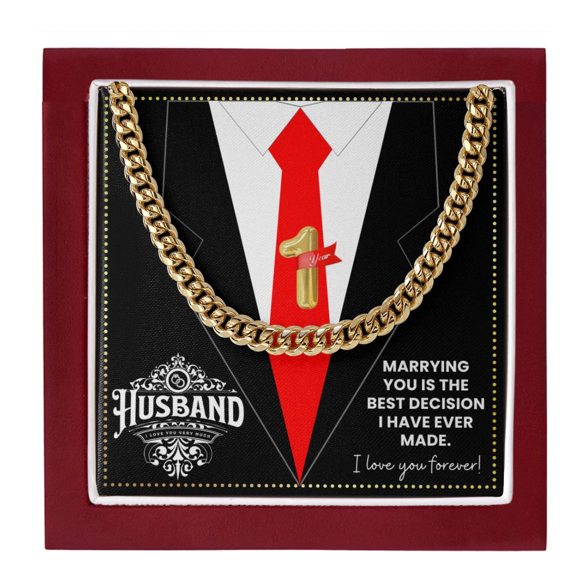 JGF Jewelry Gifts for Family 1st First Anniversary For Husband Chain Necklace For Men