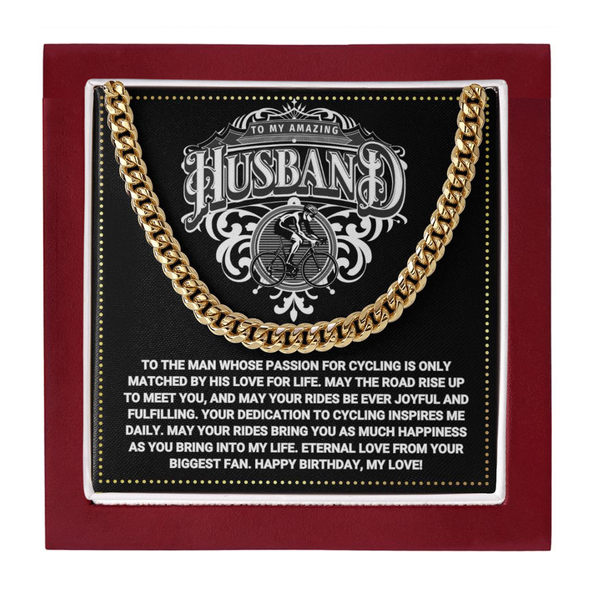 JGF Jewelry Gifts for Family Cyclist Husband Gifts Cuban Chain Necklace Silver