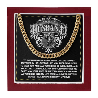 JGF Jewelry Gifts for Family Cyclist Husband Gifts Cuban Chain Necklace Silver