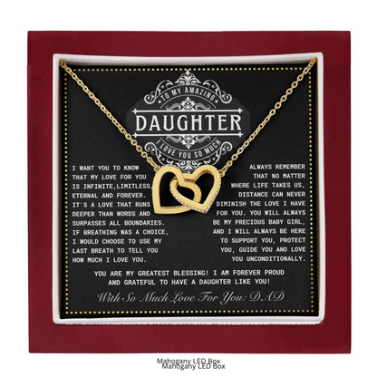 JGF Jewelry Gifts for Family Interlocking Hearts Necklace 18th Birthday Card Daughter From Dad