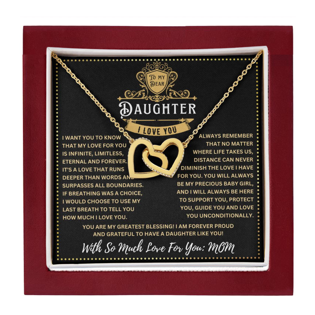 JGF Jewelry Gifts for Family Interlocking Heart Necklace Daughter Gifts From Mom Sterling Silver