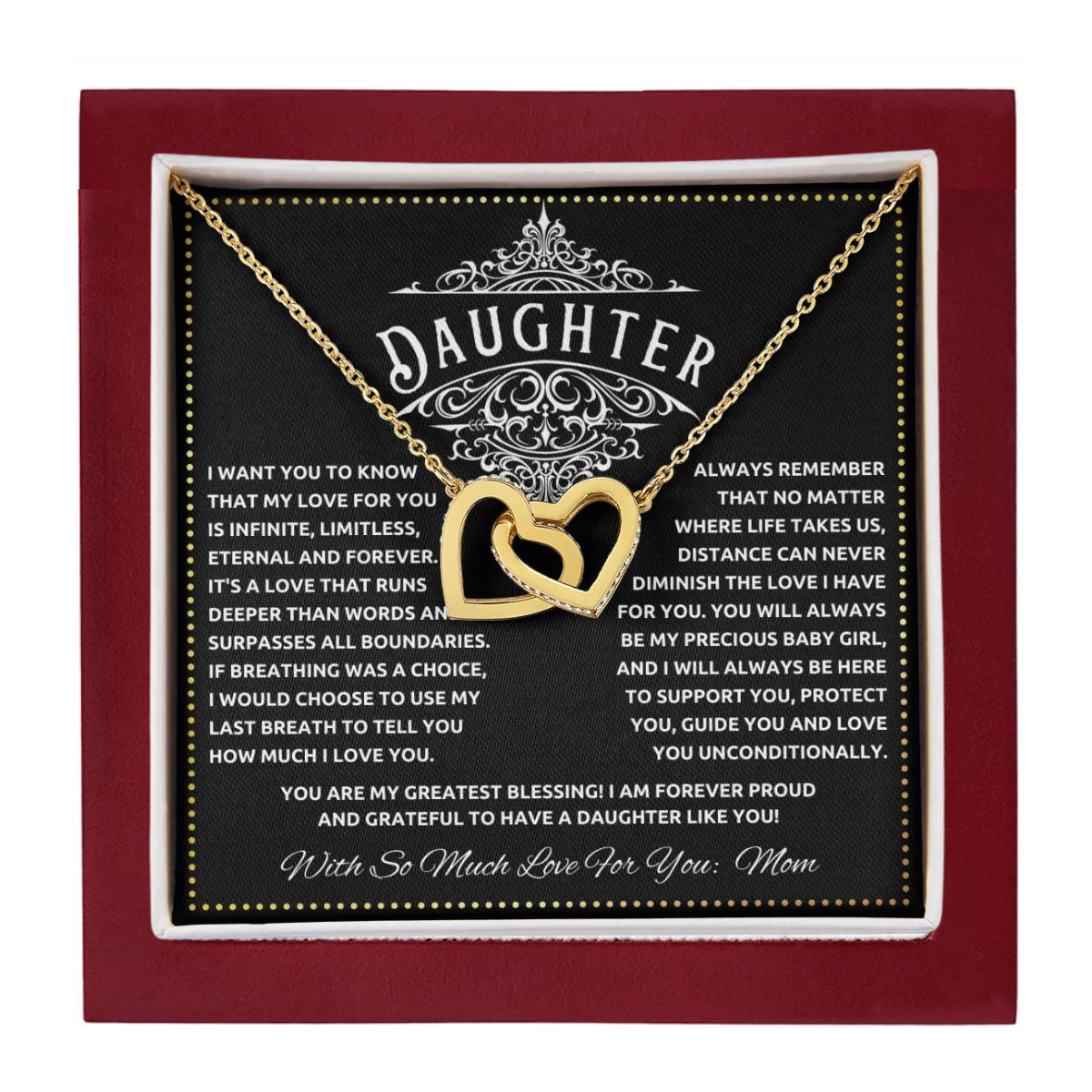 JGF Jewelry Gifts for Family To My Daughter Necklace From Mom Double Hearts