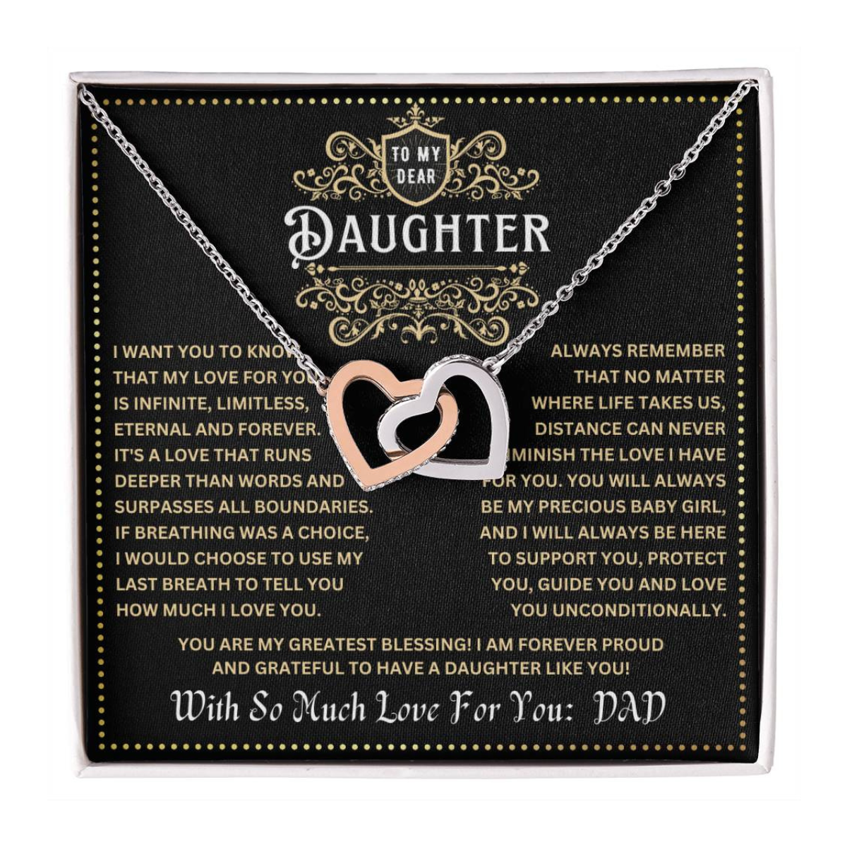 JGF Jewelry Gifts for Family Necklace For Daughter Gifts From Dad Interlocking Hearts