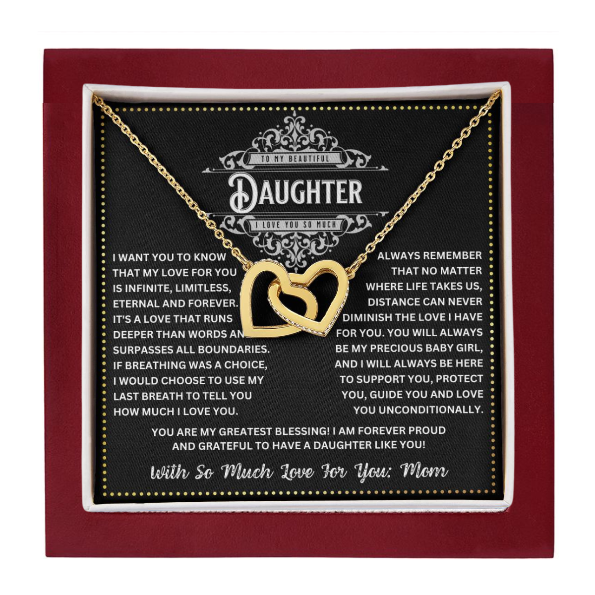 JGF Jewelry Gifts for Family 2 Two Hearts Intertwined Necklace Birthday Gifts For My Young Adult Daughter