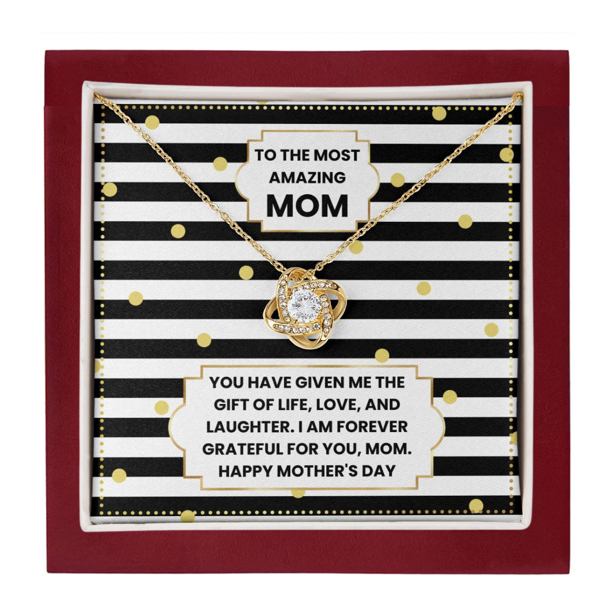 JGF Jewelry Gifts for Family Love Knot Necklace Mothers Day Gifts From Son And Daughter In Law