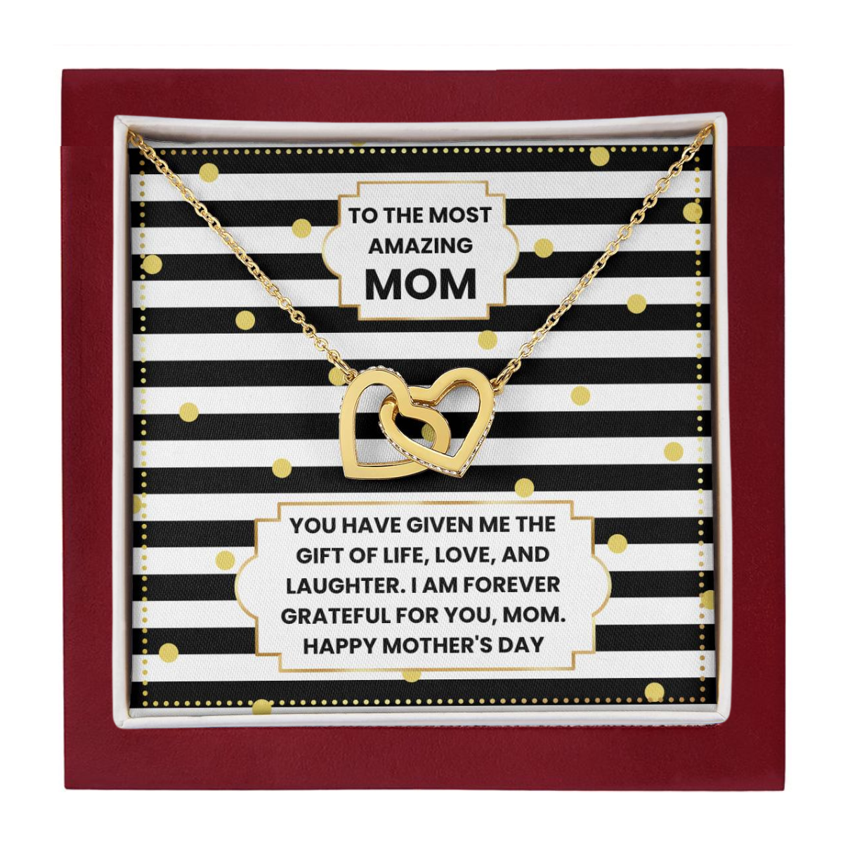 JGF Jewelry Gifts for Family Two 2 Hearts Connected Necklace For Mom on Mother's Day