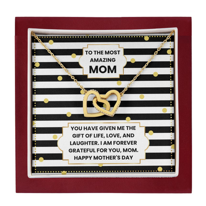 JGF Jewelry Gifts for Family Two 2 Hearts Connected Necklace For Mom on Mother's Day