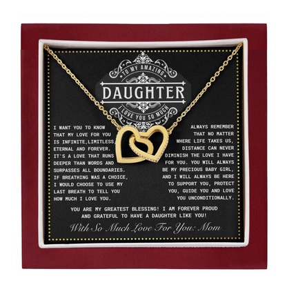 JGF Jewelry Gifts for Family 2 Hearts Connected Necklace First Time Mom Gifts For My Daughter