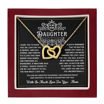 JGF Jewelry Gifts for Family Heart Necklace Silver 2 Linked Hearts To My Daughter From Mom On Her Wedding Day