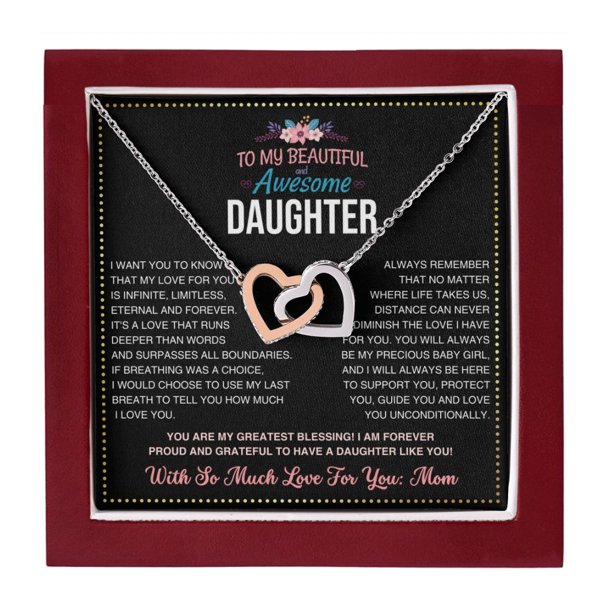 JGF Jewelry Gifts for Family Daughter Necklace From Mom Double Heart Necklaces For Women