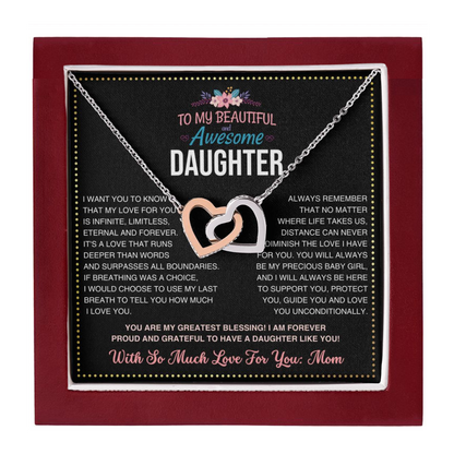 JGF Jewelry Gifts for Family Daughter Necklace From Mom Double Heart Necklaces For Women