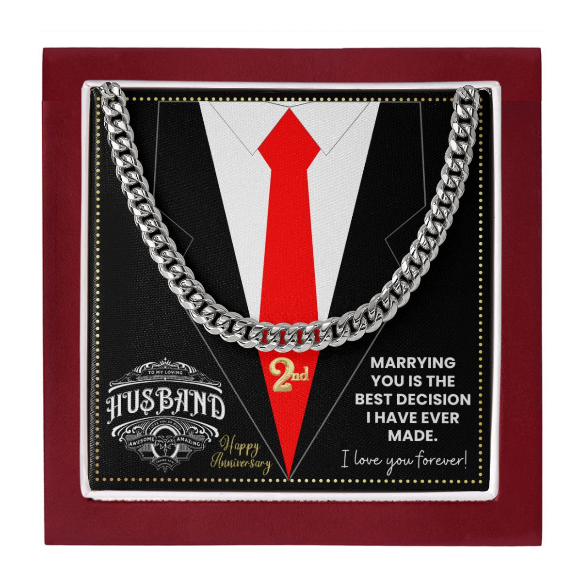 JGF Jewelry Gifts for Family 2nd Anniversary For Husband Chain Necklace For Men