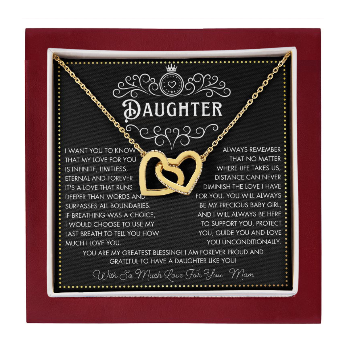 JGF Jewelry Gifts for Family 2 Two Hearts Linked Necklace Unique Birthday Gifts For Daughter Adult From Mom