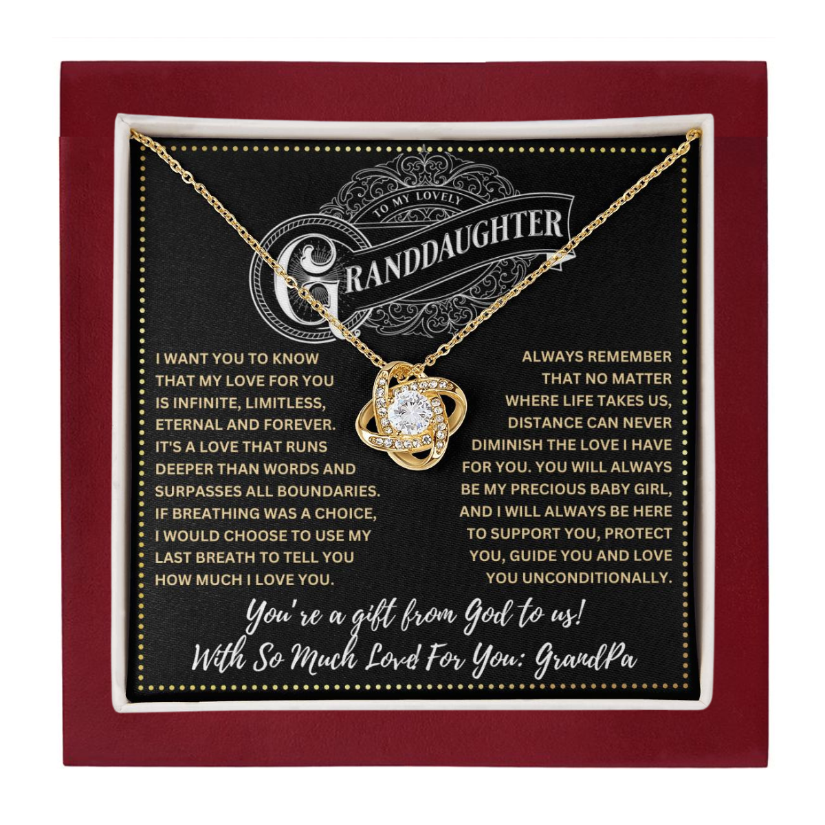 JGF Jewelry Gifts for Family To My Granddaughter Necklace From GrandPa