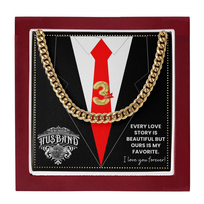 JGF Jewelry Gifts for Family 3rd Third Anniversary For Husband Chain Necklace For Men