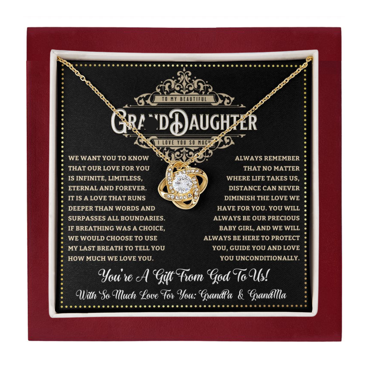 JGF Jewelry Gifts for Family To My Beautiful Granddaughter Love Knot Necklace From Grandparents