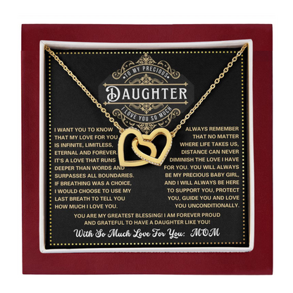 JGF Jewelry Gifts for Family To My Daughter Necklace From Dad And Mom Interlocking Heart Necklace