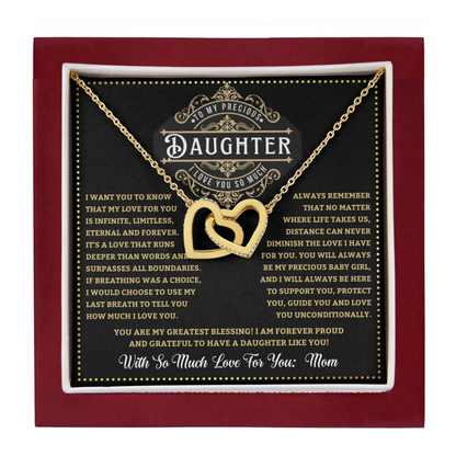 JGF Jewelry Gifts for Family Double Hearts Linked Necklace For Daughter From Mom