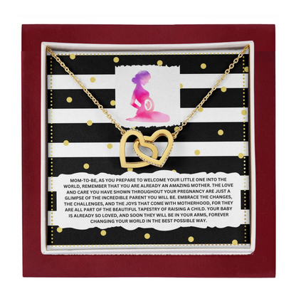 JGF Jewelry Gifts for Family Interlocking Heart Necklace Mom To Be Card Mothers Day