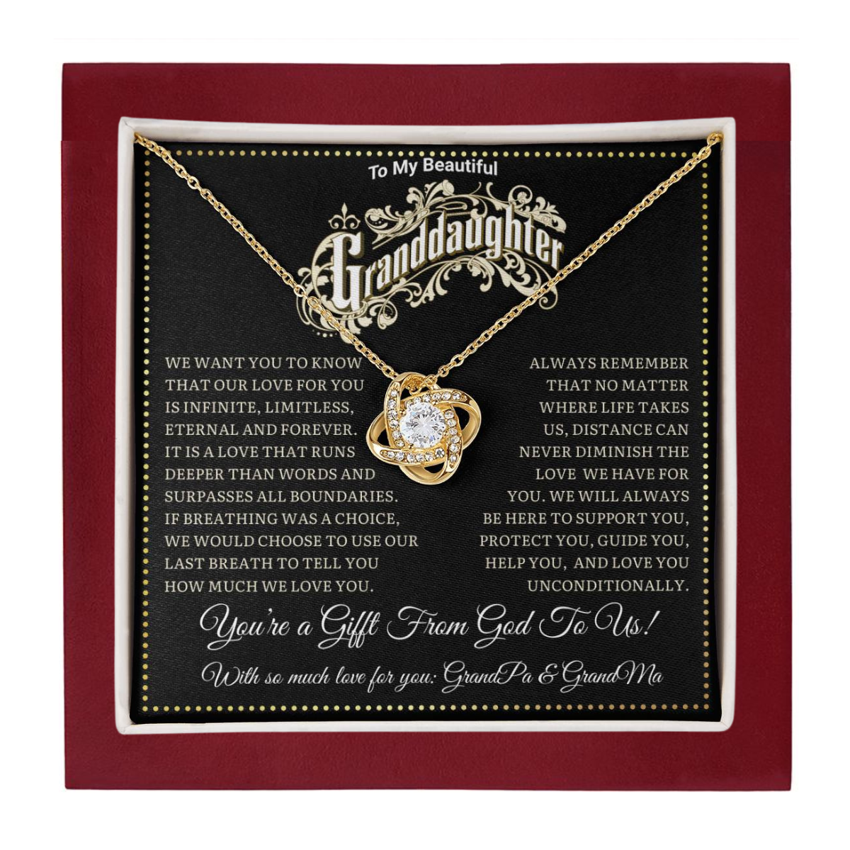 JGF Jewelry Gifts for Family Birthday Gifts For Granddaughter Adult Prime Love Knot Necklace