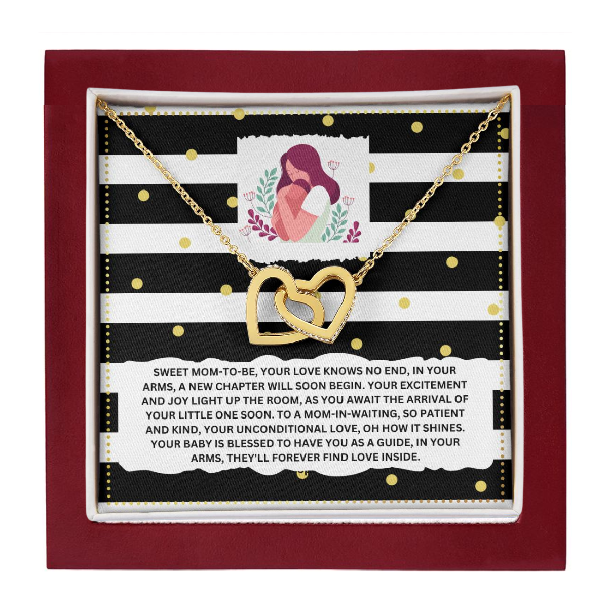 JGF Jewelry Gifts for Family Interlocking Heart Necklace New Mom Gifts After Birth Basket