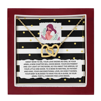 JGF Jewelry Gifts for Family Interlocking Heart Necklace New Mom Gifts After Birth Basket