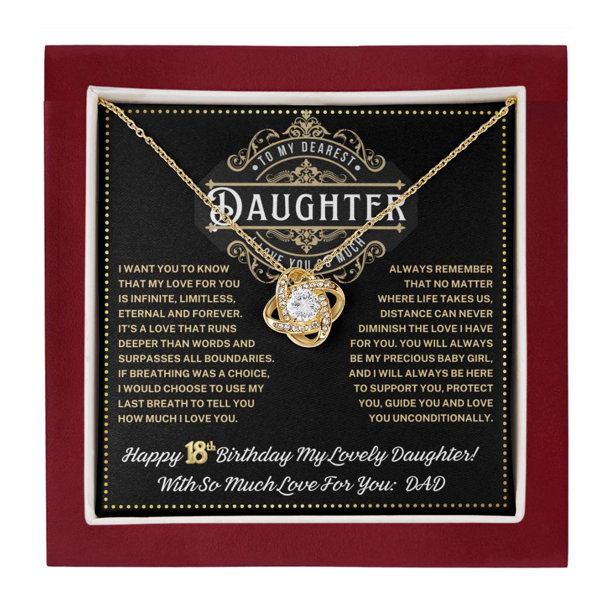 JGF Jewelry Gifts for Family Love Knot Necklace 18 Year Old Daughter Gifts From Dad Love Knot Necklace