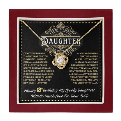 JGF Jewelry Gifts for Family Love Knot Necklace 18 Year Old Daughter Gifts From Dad Love Knot Necklace