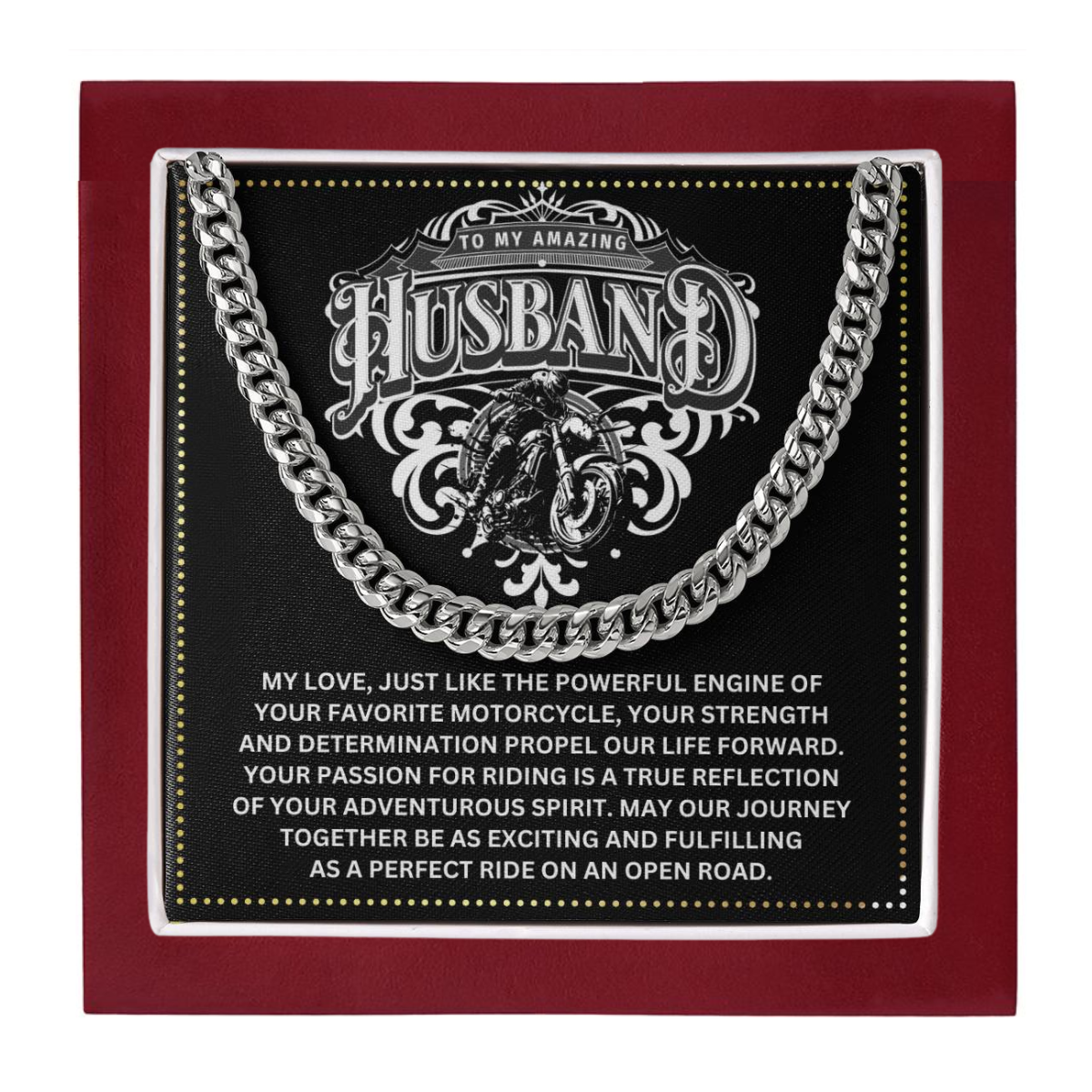 JGF Jewelry Gifts for Family Cuban Chain Necklace Motorbike Rider Gifts For Men