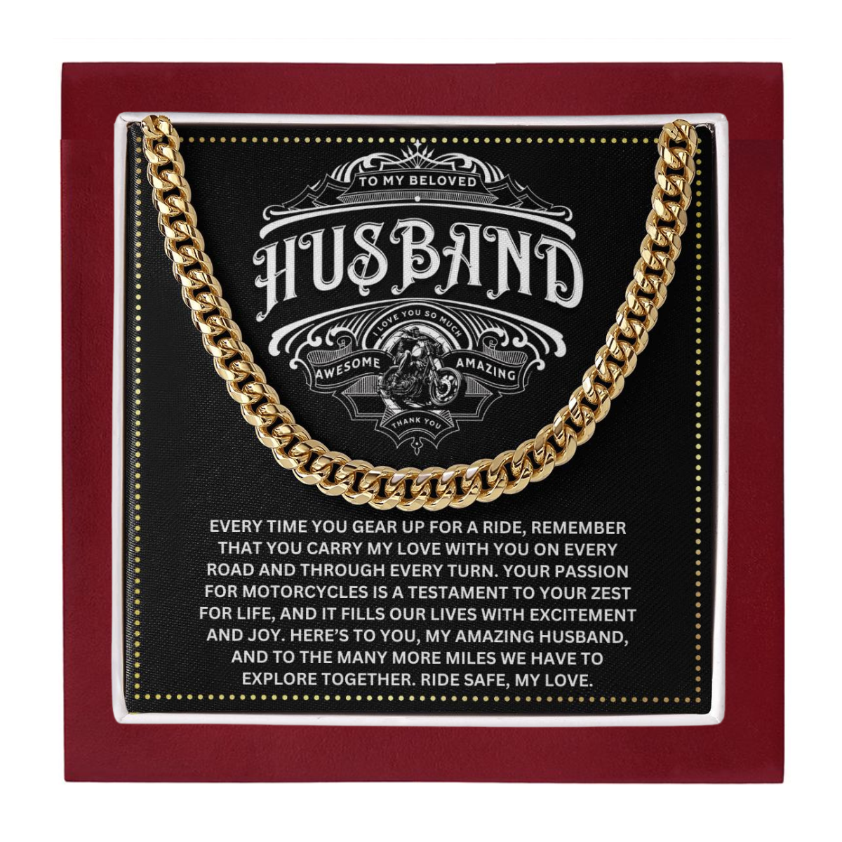 JGF Jewelry Gifts for Family I Love You Gifts For Him Motorcycle Cuban Chain Necklace