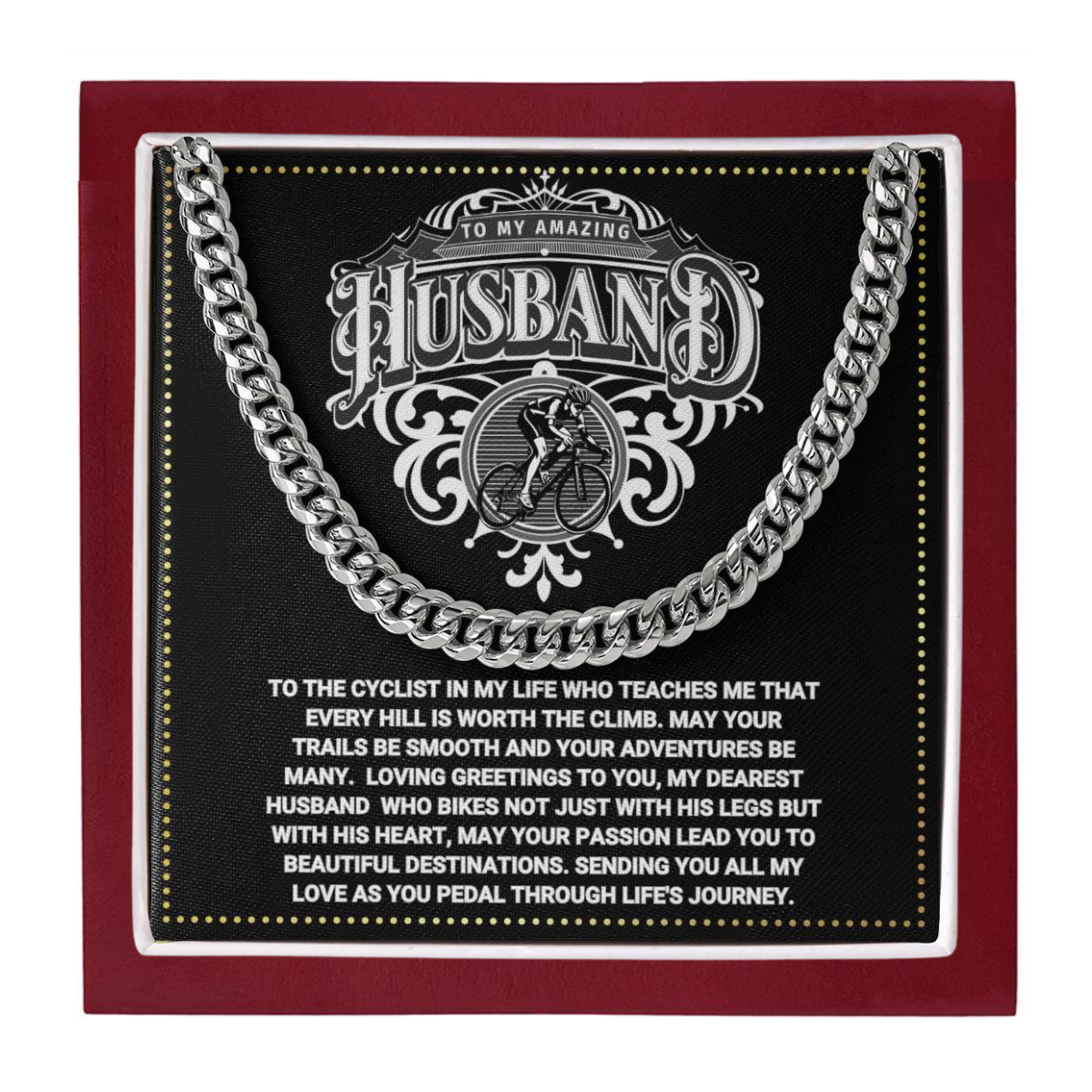 JGF Jewelry Gifts for Family Cuban Necklace For Men Bicycle Gifts For Husband Birthday