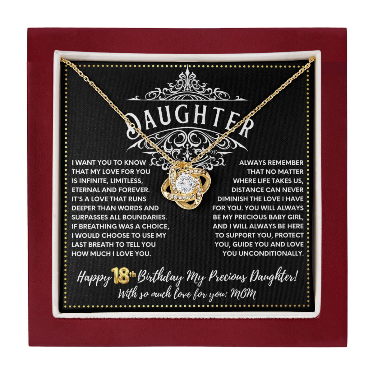 JGF Jewelry Gifts for Family 18 Year Old Girl Birthday Gifts From Mom Love Knot Necklace